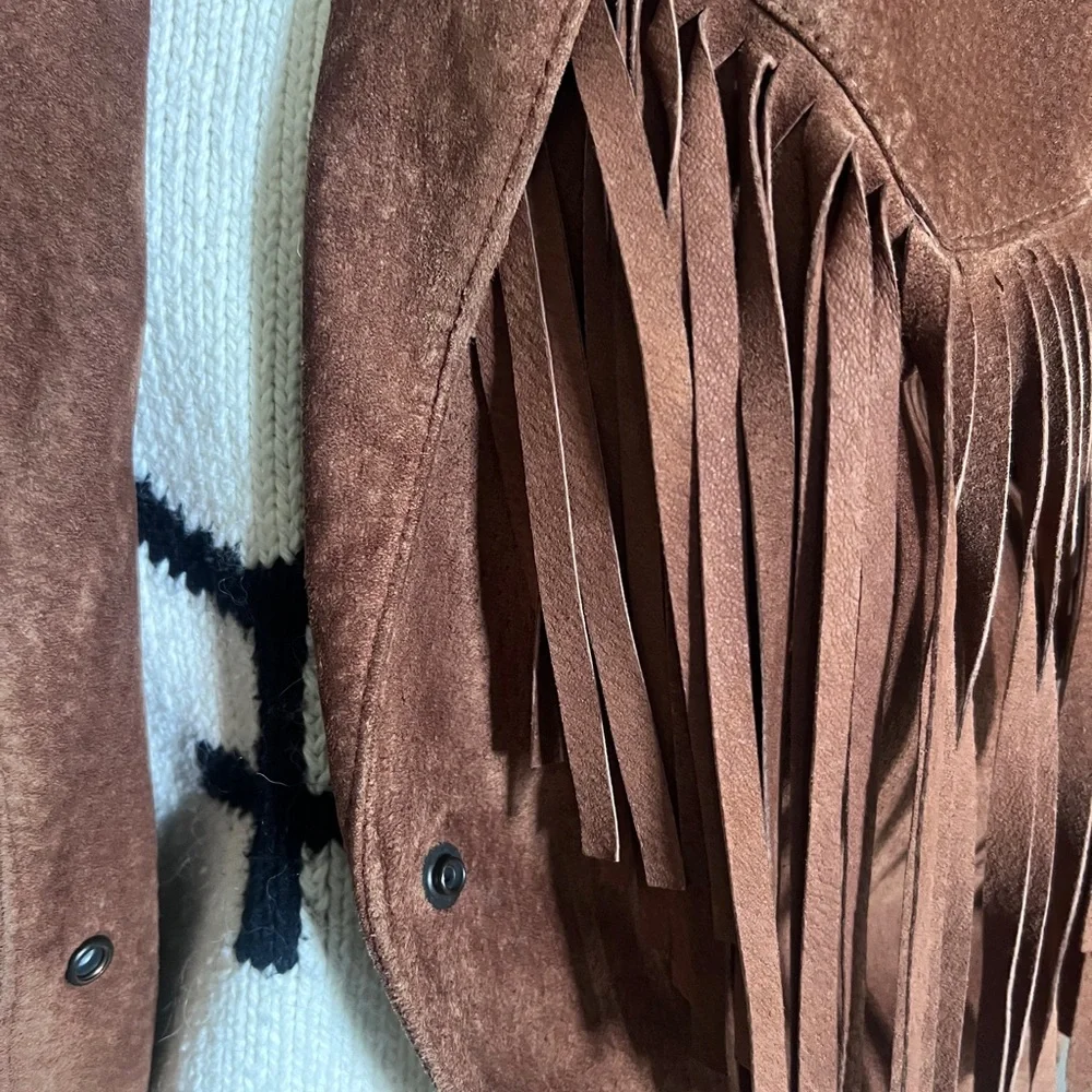 Vintage Ann Taylor Suede Fringe Jacket - Picture 5 of 15